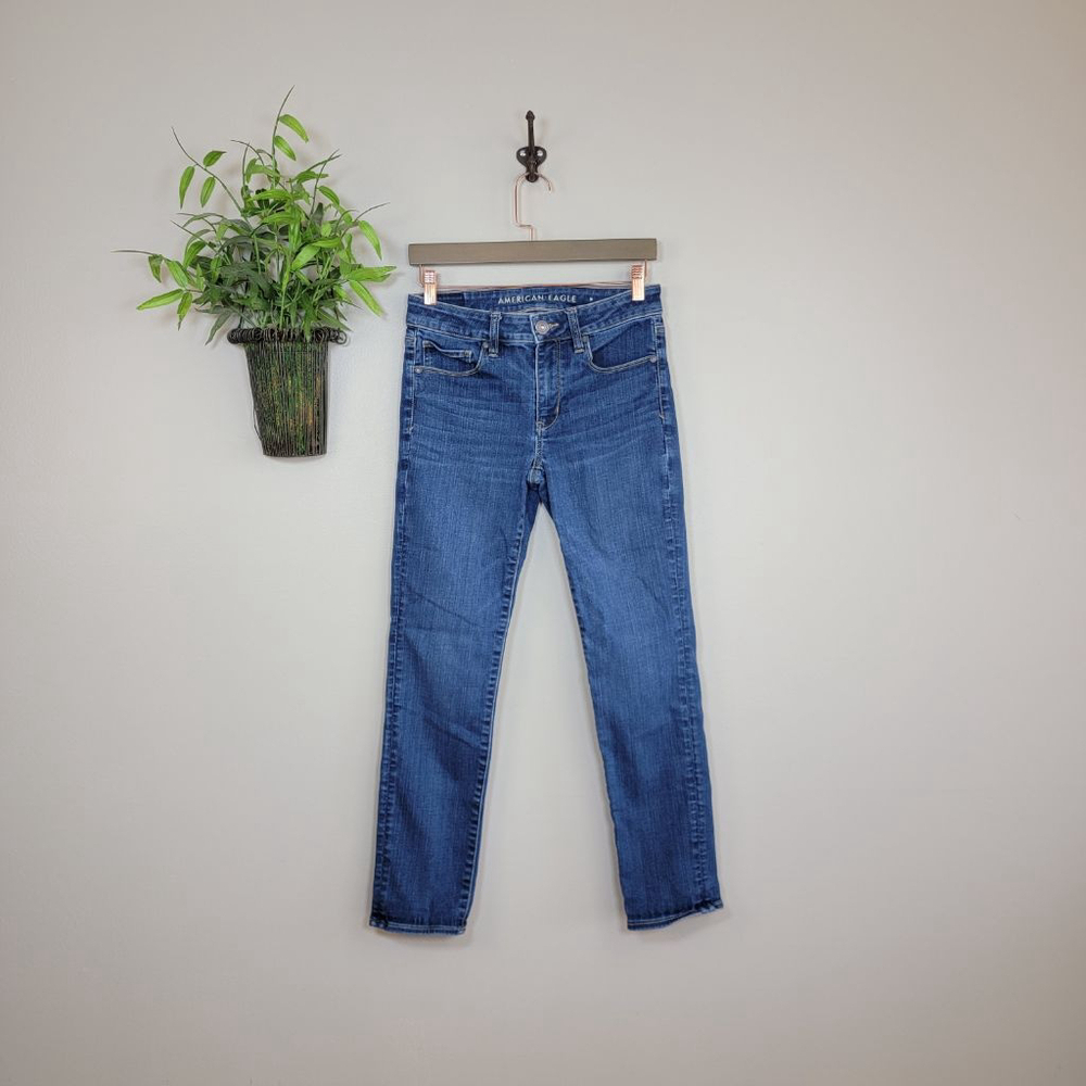 AE 6 American Eagle Skinny Jeans Dark Blue Wash Low Rise Next Level Stretch